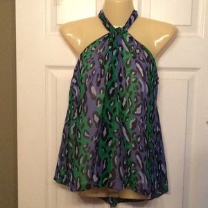 INC animal print SILK halter blouse